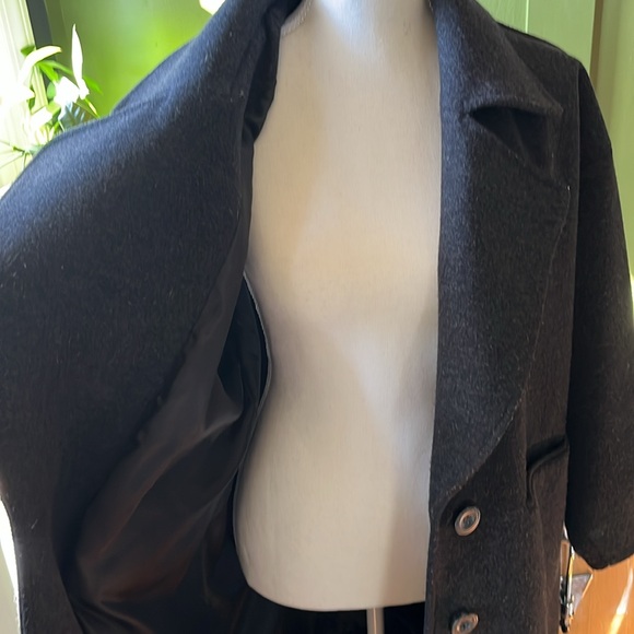Oversized Heavy Warm Staple Wardrobe Long Full Length Charcoal Coat Jacket - Picture 5 of 14